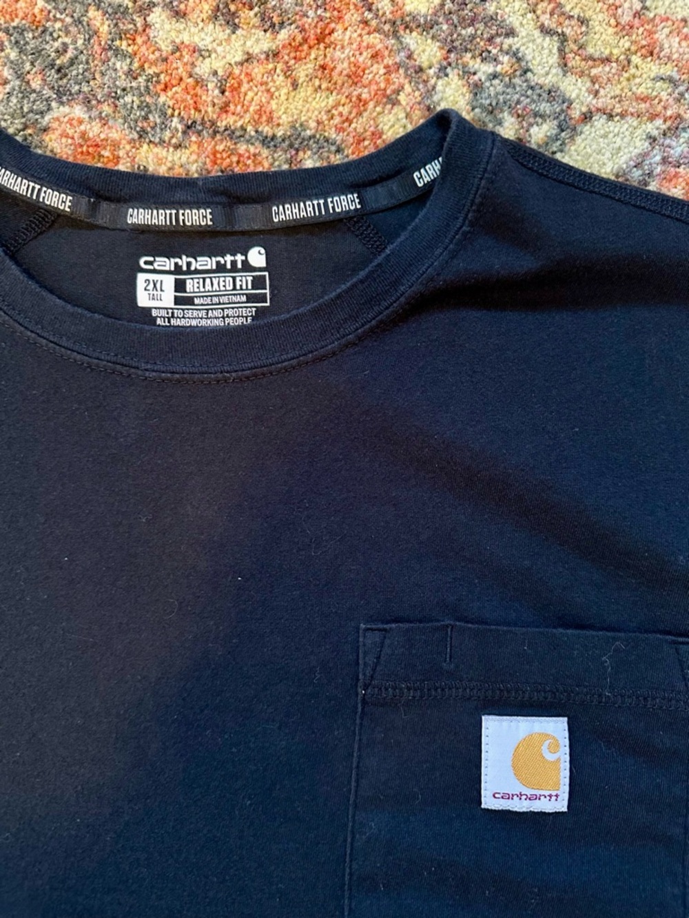 Carhartt Force Fit Pocket Tee with Gold Logo Patch